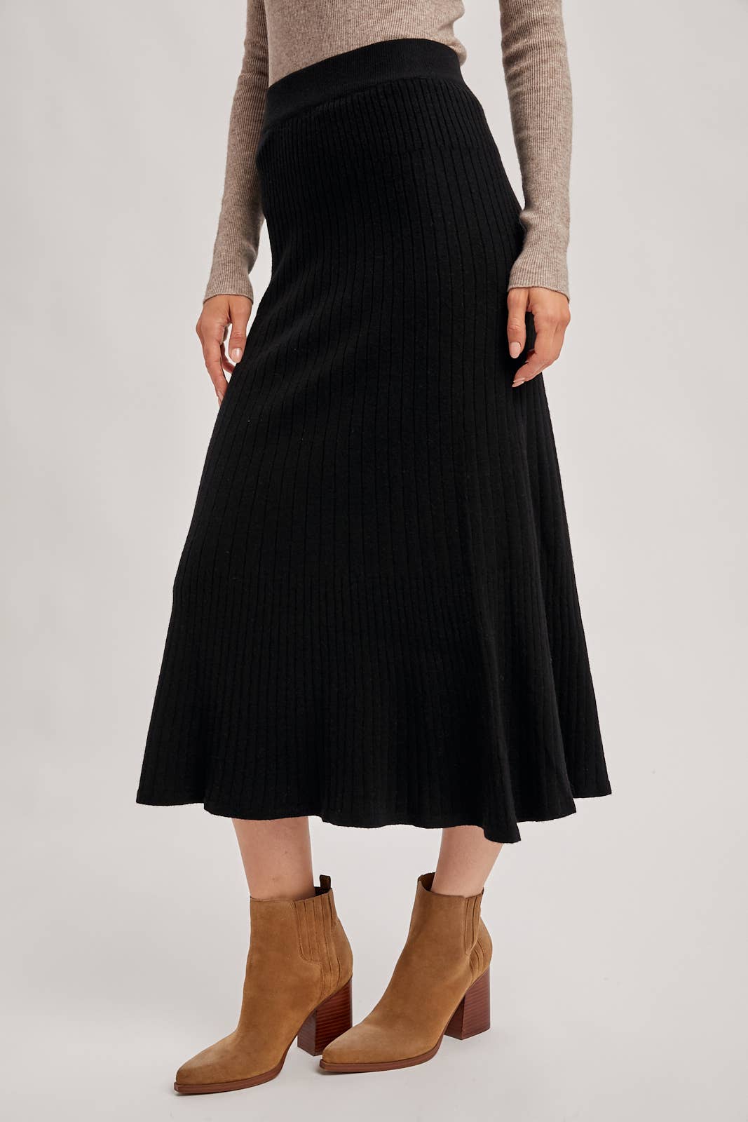 A-LINE MIDI KNIT SKIRT