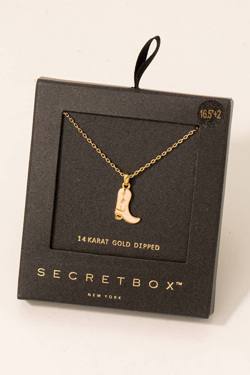 Gold Dipped Cowboy Boot Charm Necklace – Secret Box Collection