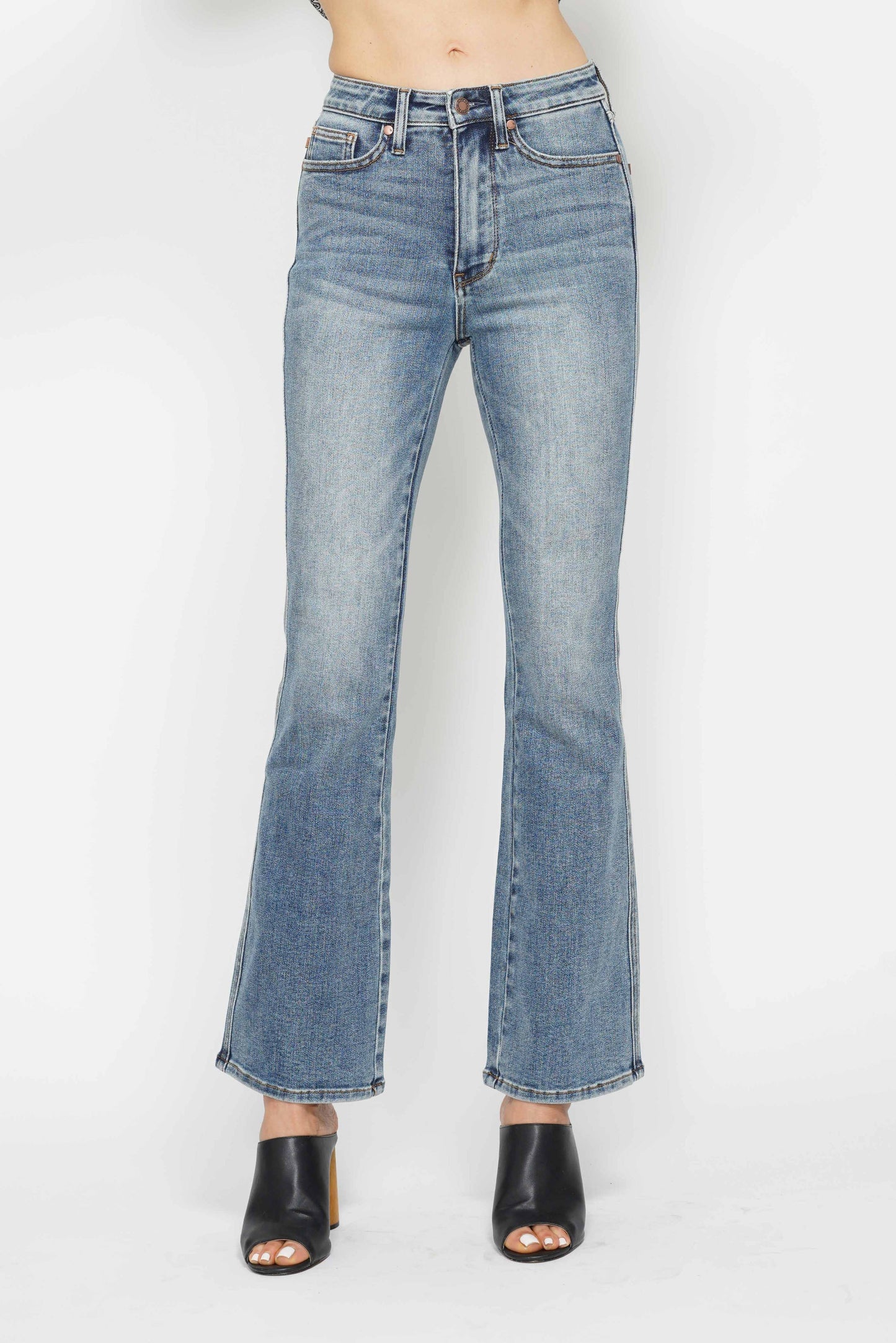 Multi Inseams Tummy Control High Waisted Bootcut Jeans by Judy Blue - Long