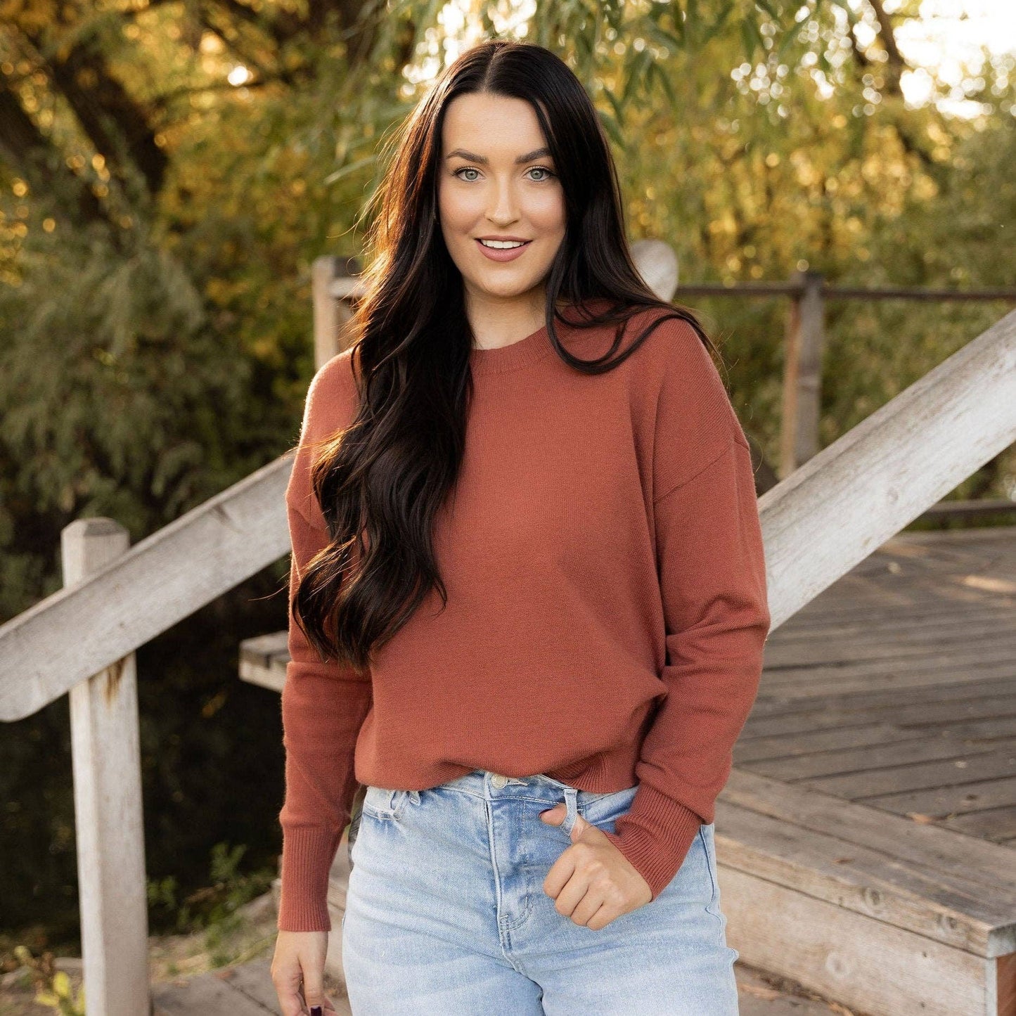 Camilla Sweater - Light Rust Knit Pullover with Cozy Chic Style