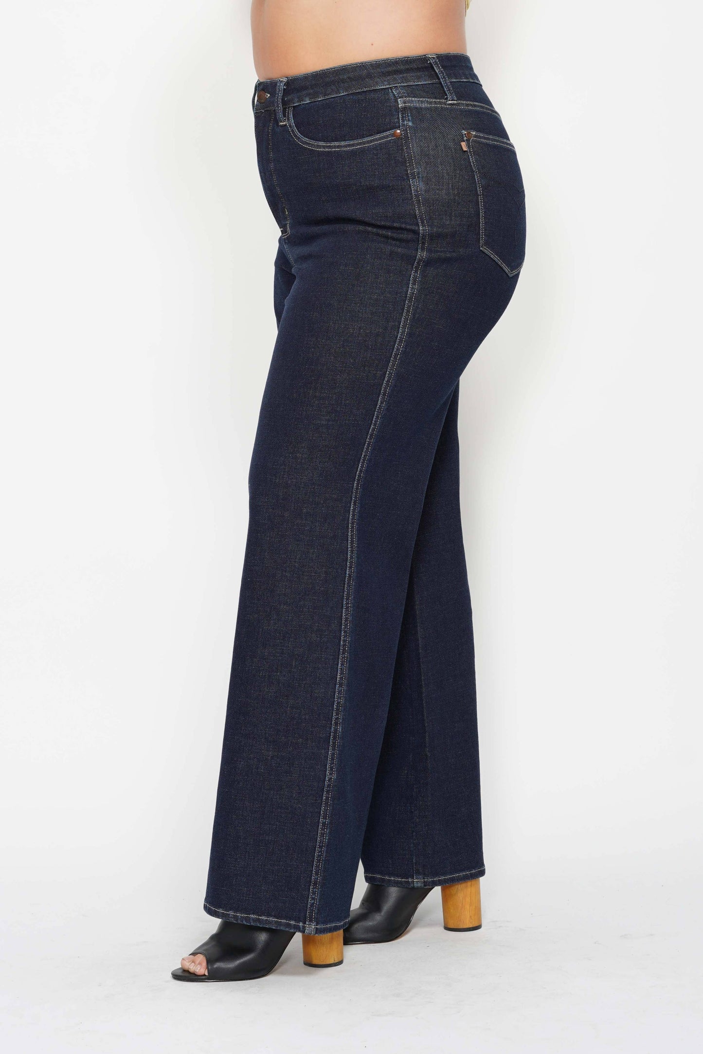 Judy Blue Plus Size High Waisted Tummy Control Retro Wide Leg Jeans