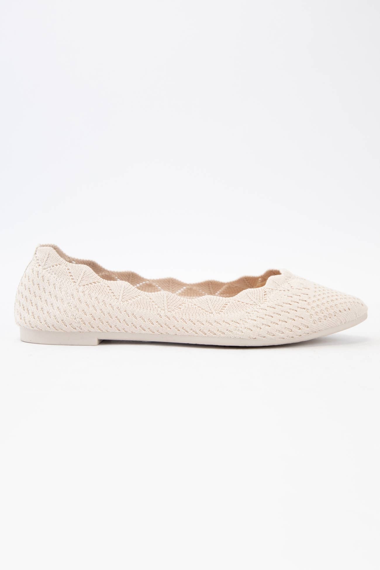 Kosta Scallop Edge Crochet Flats – Knitted Fabric Ballet Flats