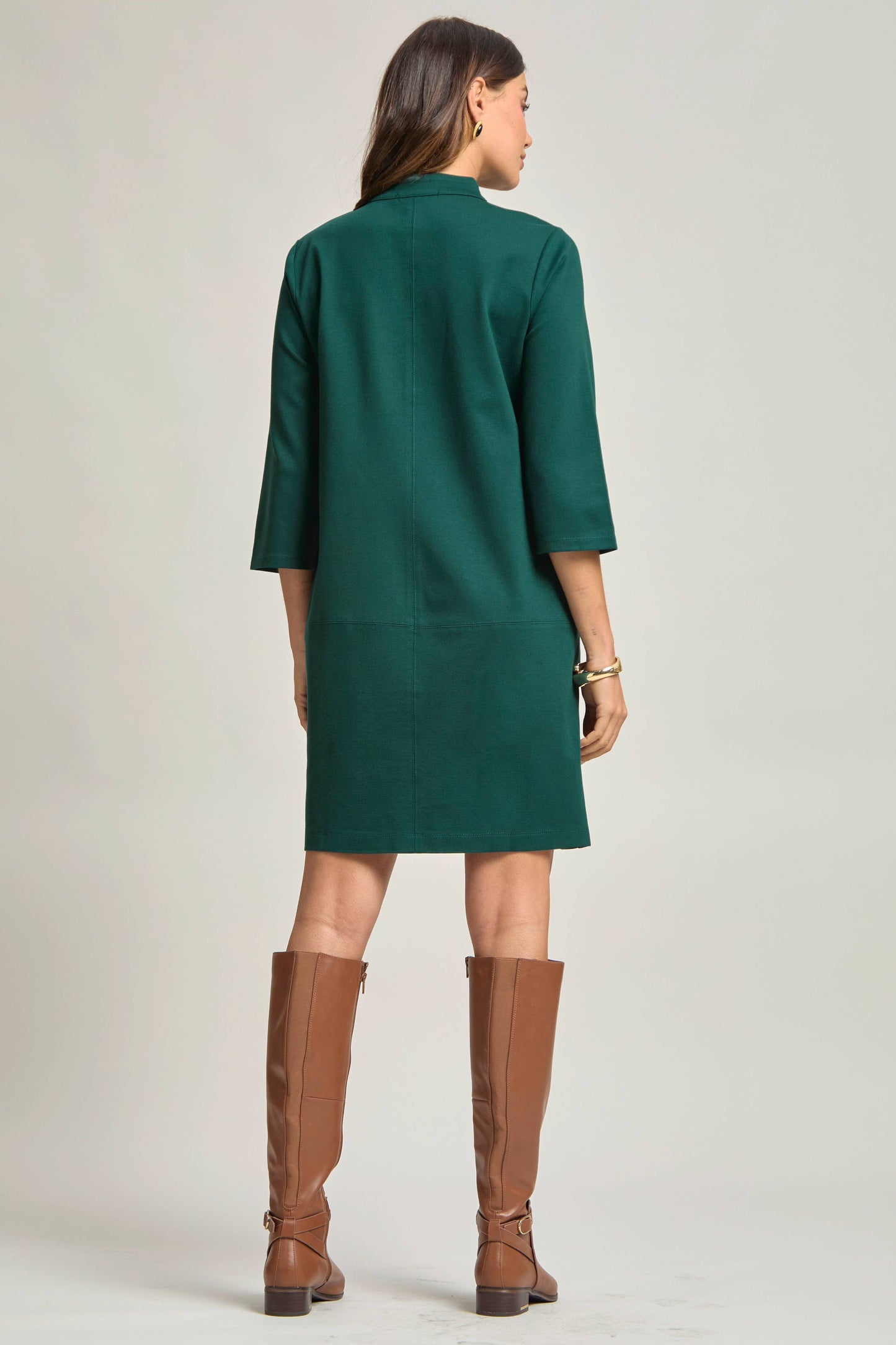 Magic Ponte A-Line Dress with Mandarin Collar – Work-Appropriate & Everyday Chic