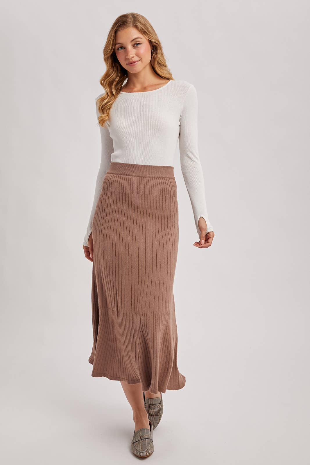 A-LINE MIDI KNIT SKIRT