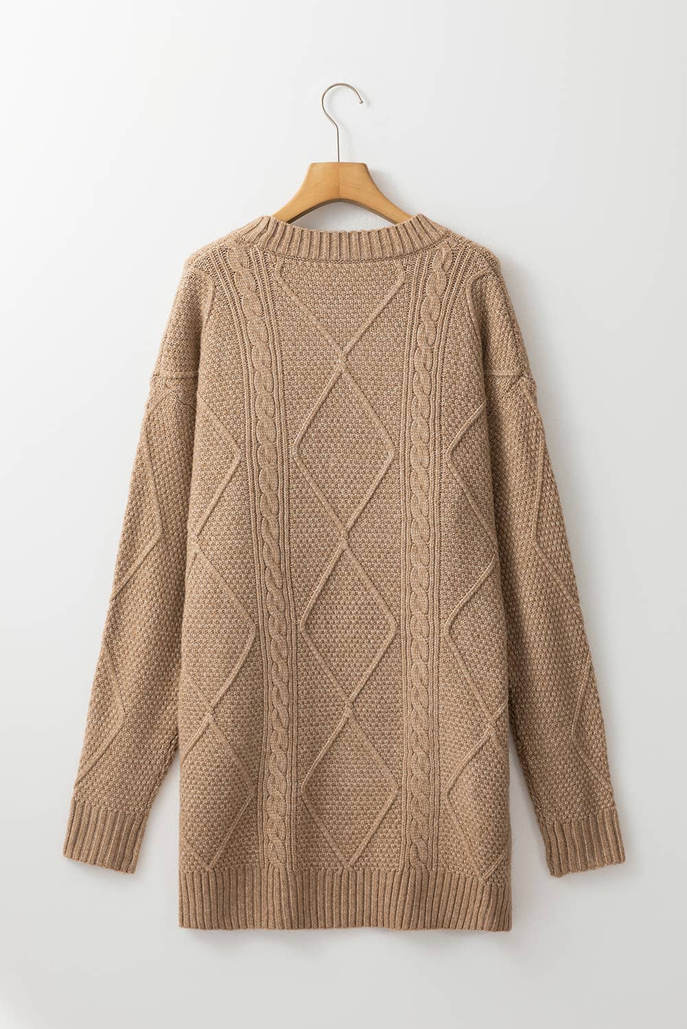 Cable Knit Drop Shoulder Loose Fit Sweater Fall Dress