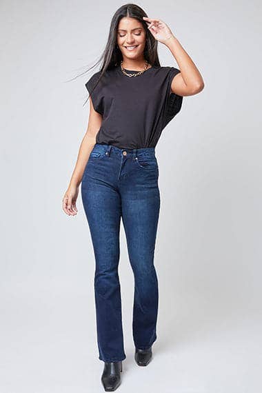 Essential High Rise Flare Jeans – Long Inseam, Tall Fit, Retro 70s Style