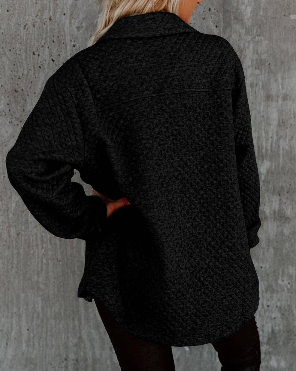 Edgy Lattice Textured Shacket with Retro Flap Pockets