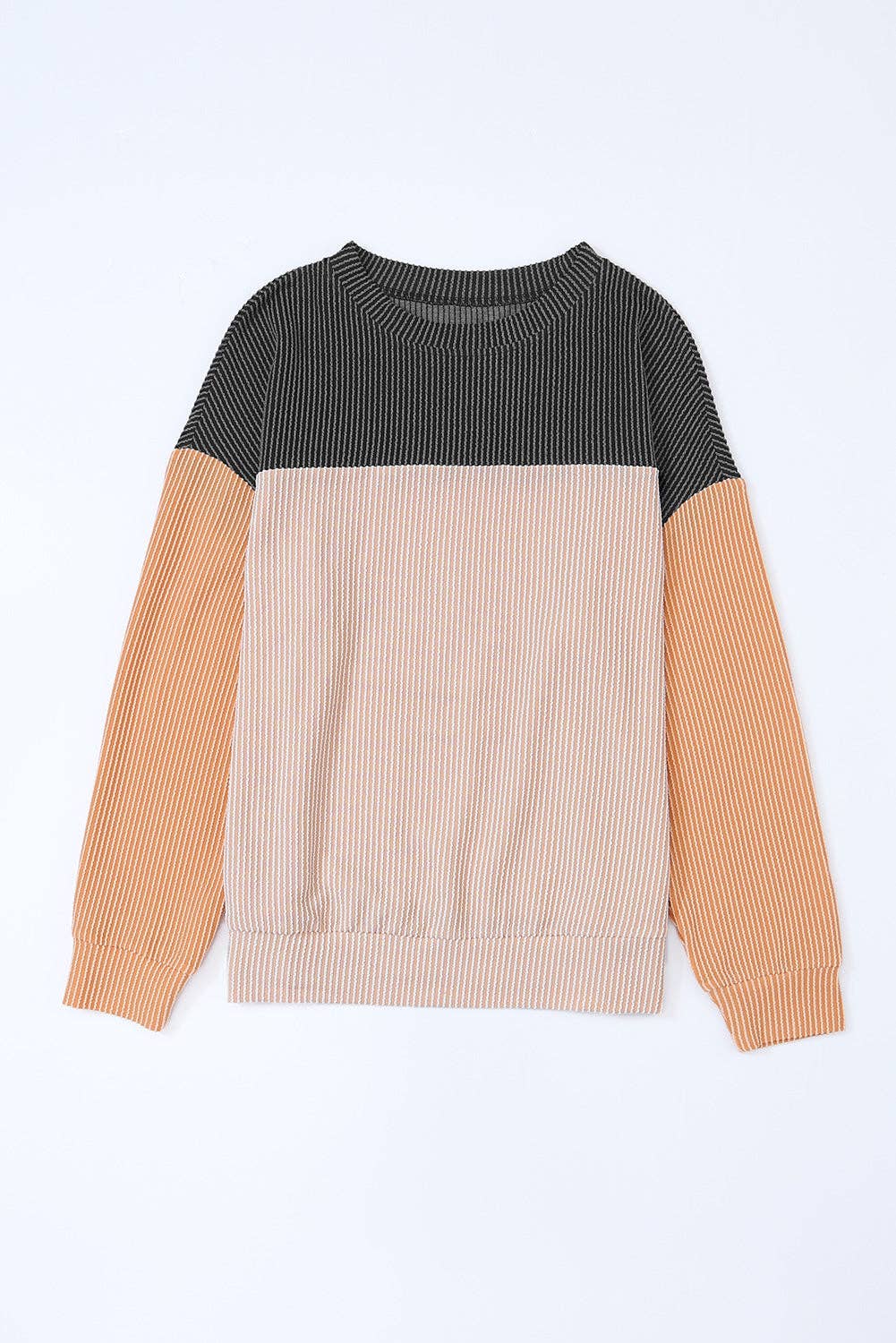Colorblock Ribbed Long-Sleeve Top – Chic & Comfortable Wardrobe Essential