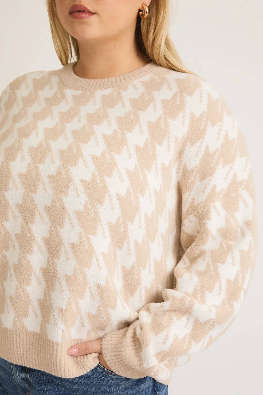 Plus Size Houndstooth Sweater