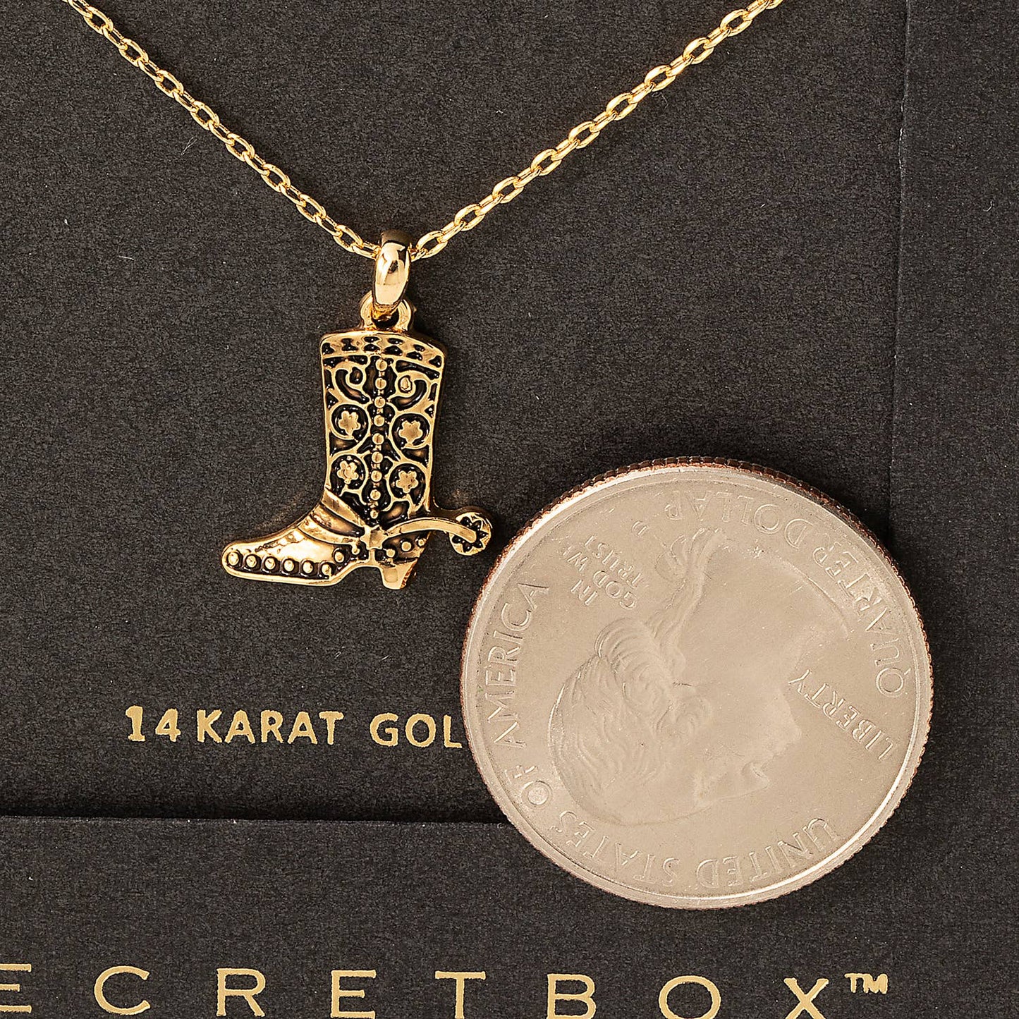 Gold Dipped Cowboy Boot Pendant Necklace – Secret Box Collection