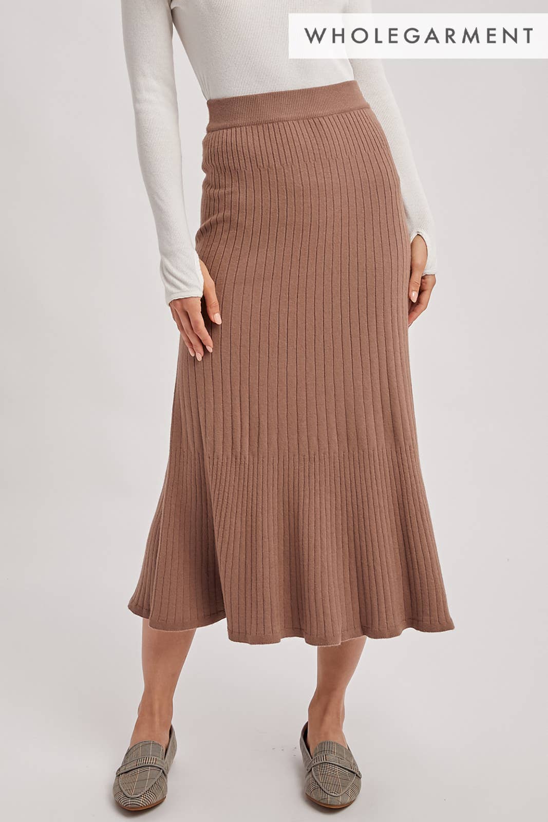 A-LINE MIDI KNIT SKIRT