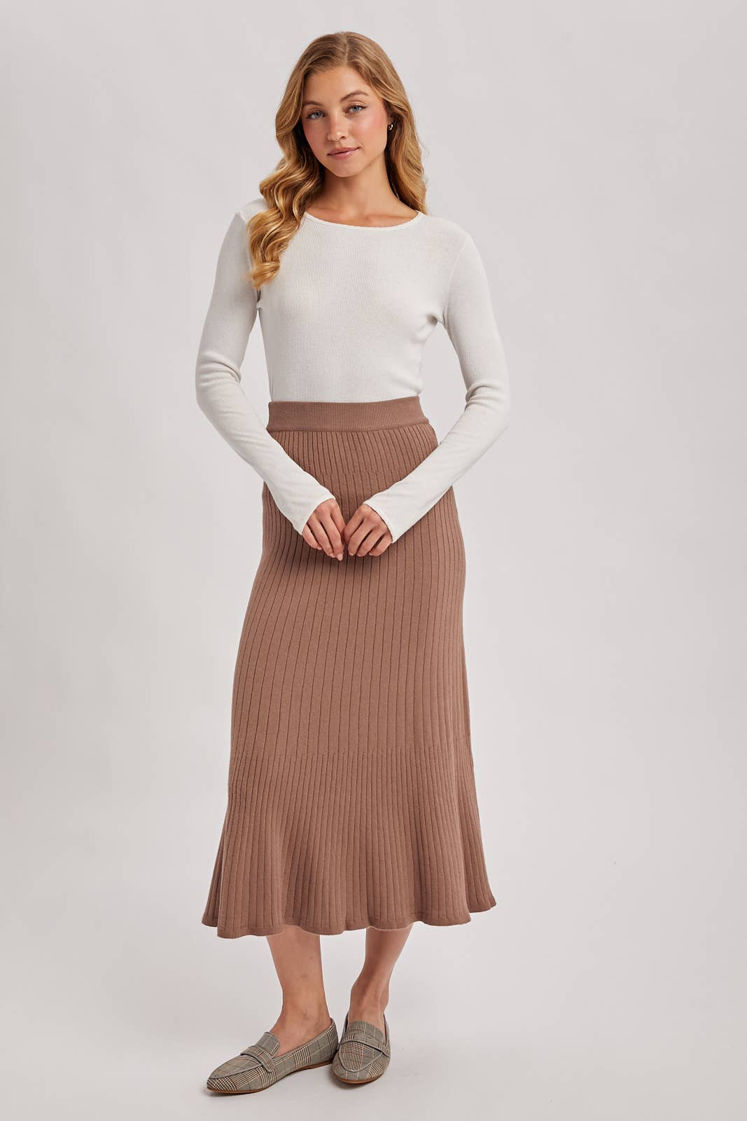 A-LINE MIDI KNIT SKIRT