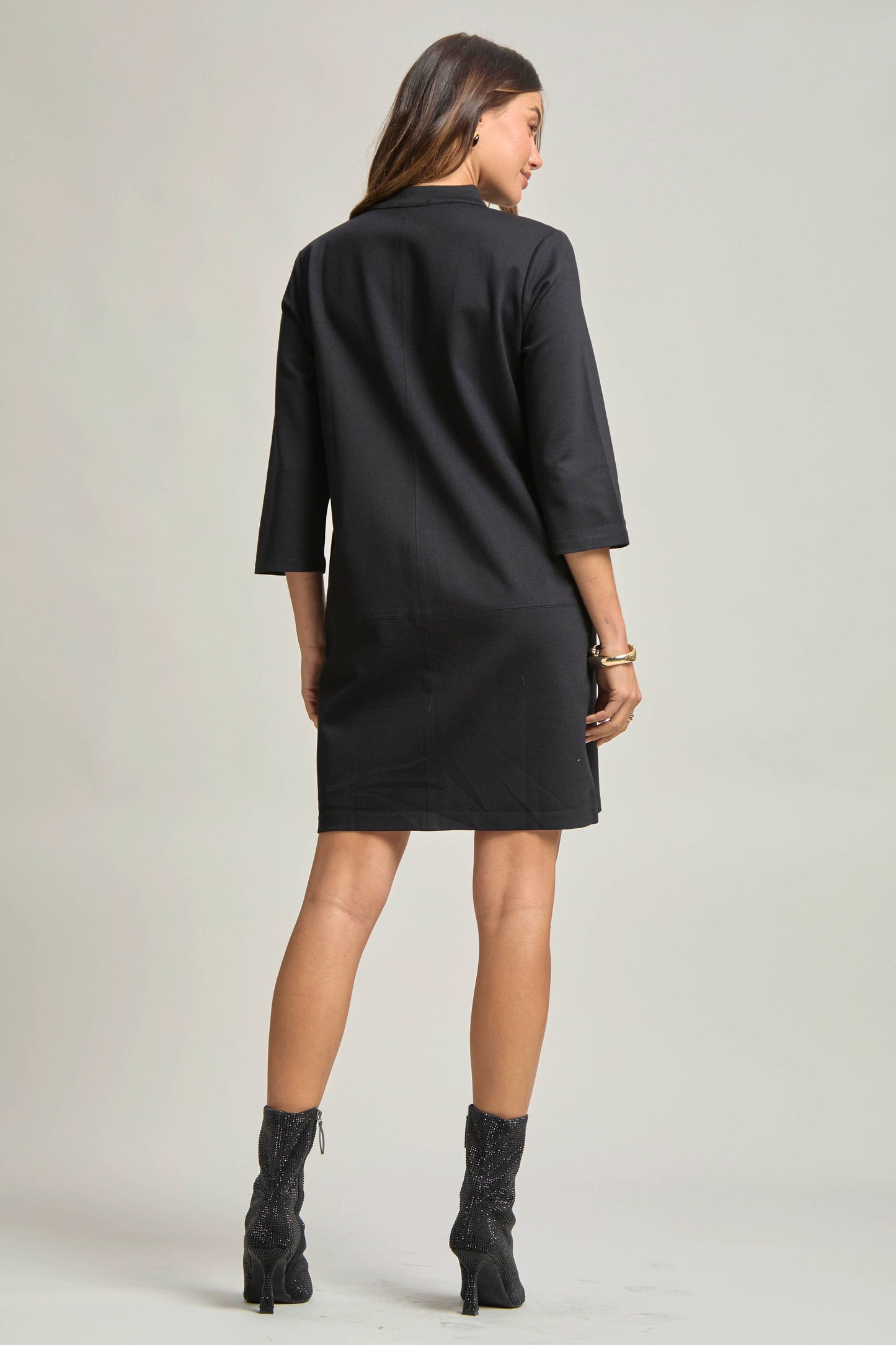 Magic Ponte A-Line Dress with Mandarin Collar – Work-Appropriate & Everyday Chic