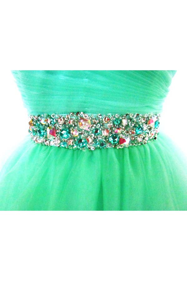 One-Shoulder Sweetheart Mini Dress with Beaded Accents