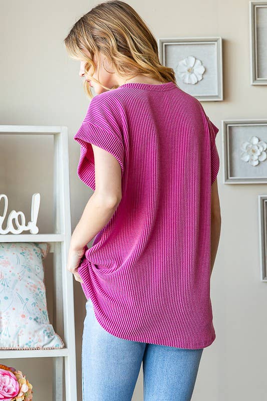 DOLMAN SHORT SLEEVE WITH BAND ROUND NECK