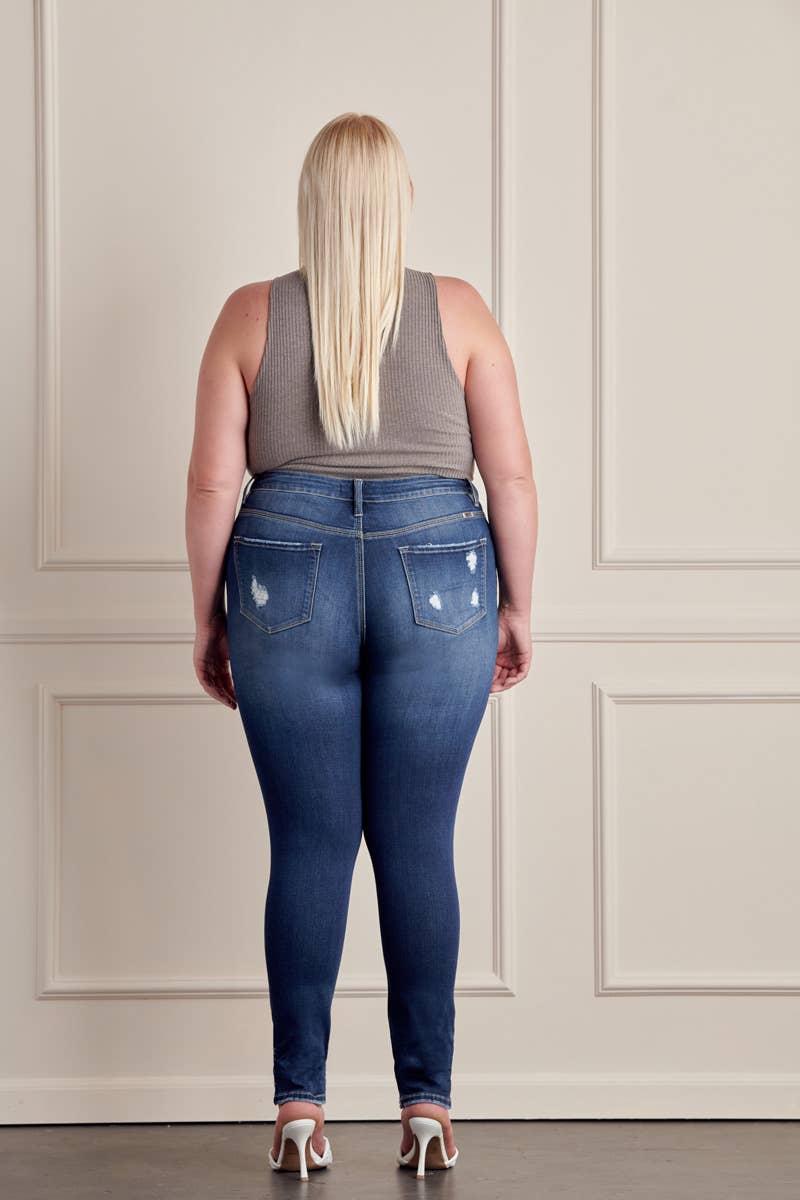 Plus High Rise Button Up Cuffed Super Skinny Jeans