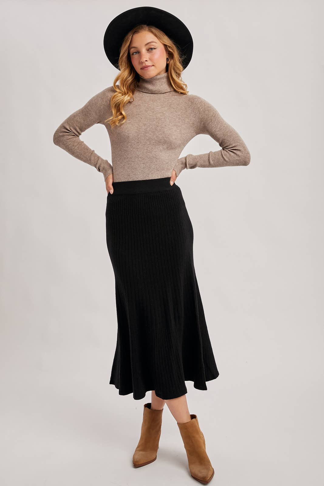A-LINE MIDI KNIT SKIRT