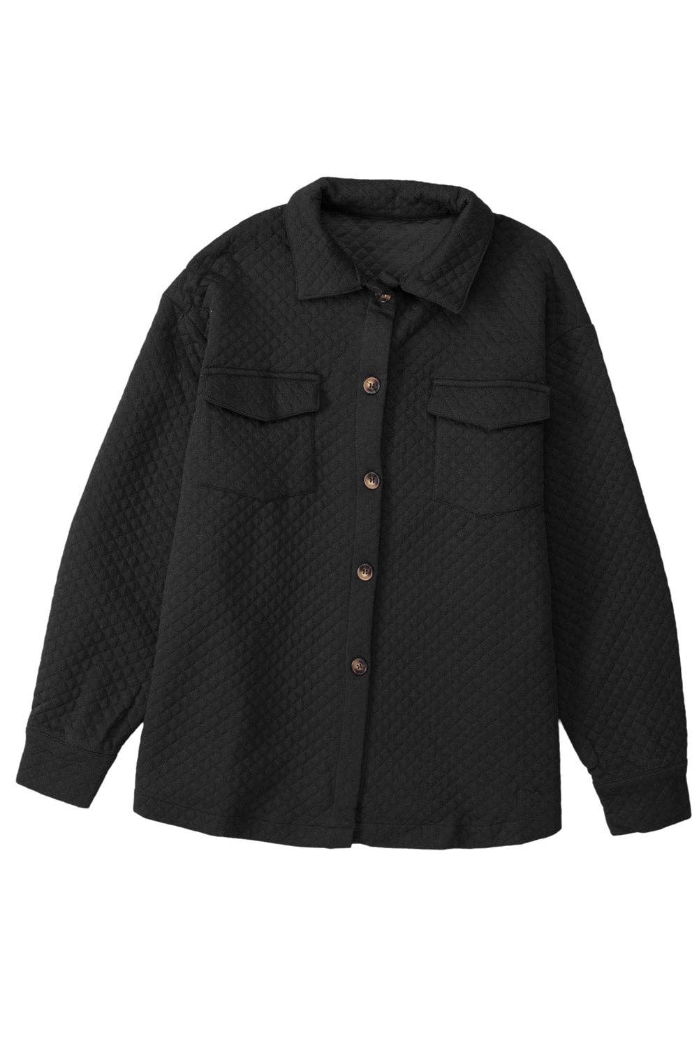 Edgy Lattice Textured Shacket with Retro Flap Pockets
