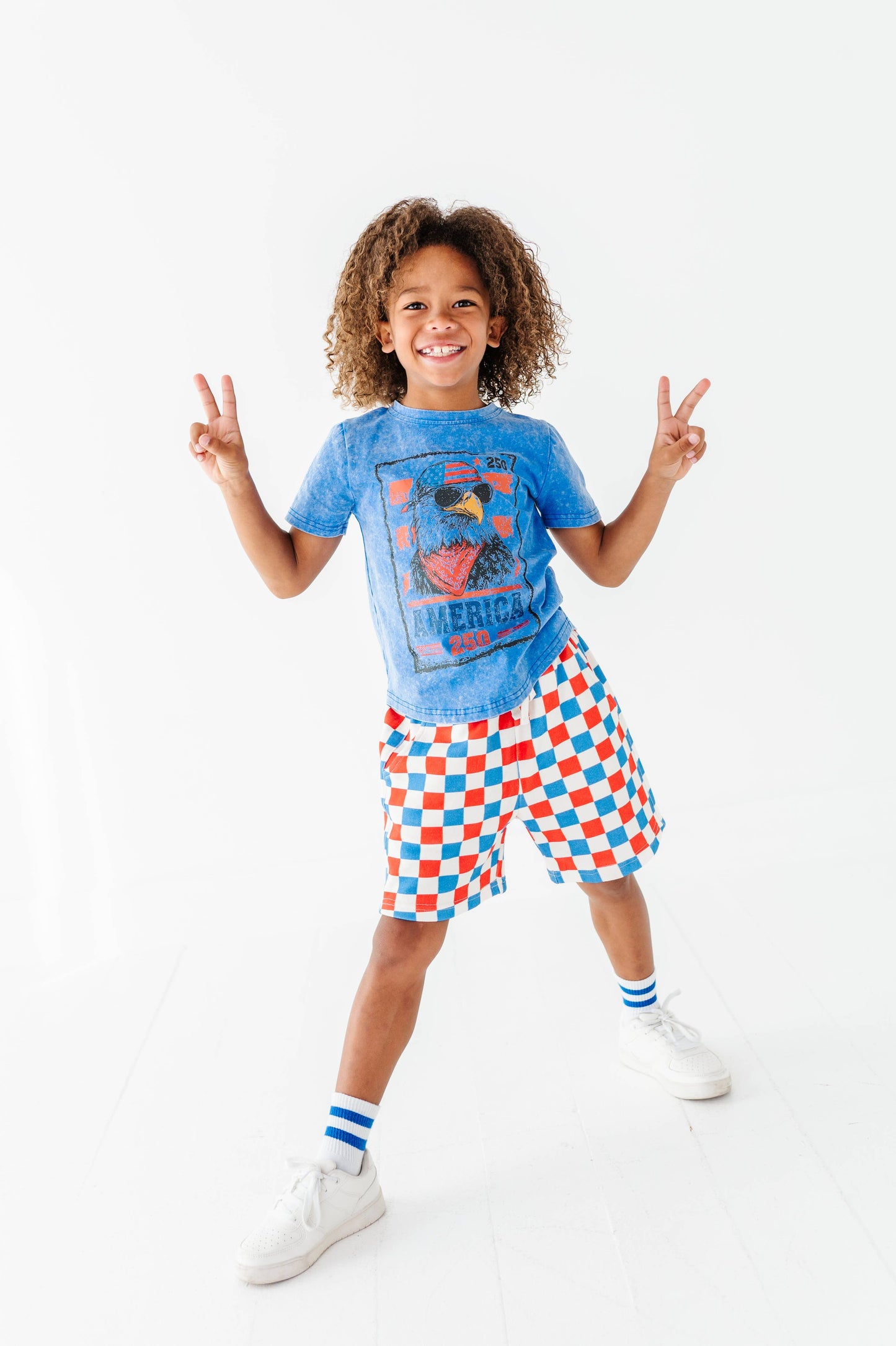 Eagle Stamp | BLUE Boys Curve Hem Tee