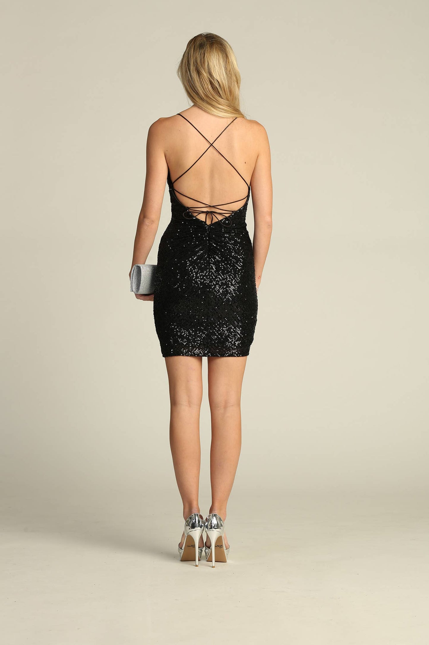 Sparkling Sequin Bodycon Mini Dress with Spaghetti Straps