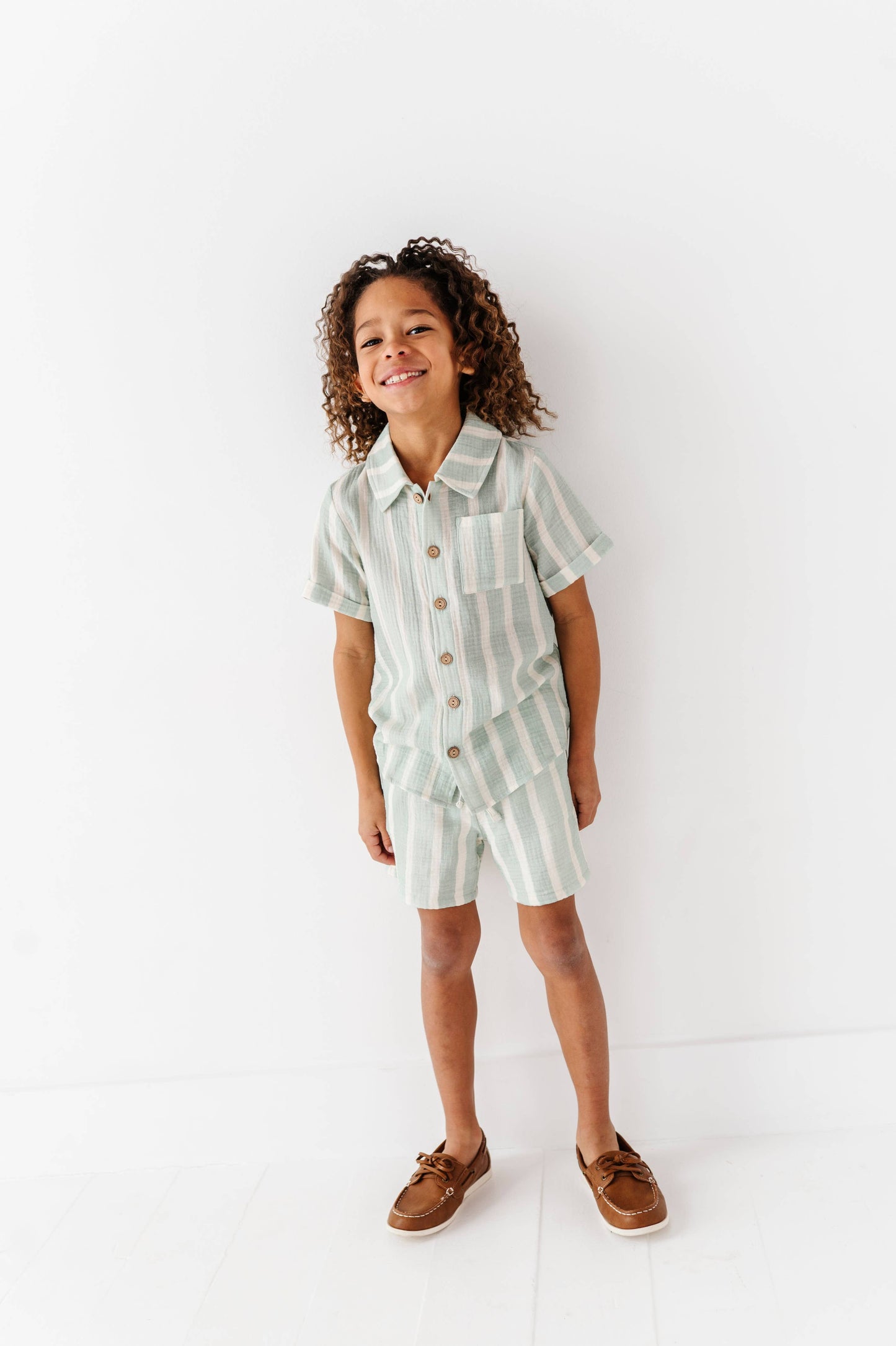 Mint Bay Stripes | BOYS LINEN SET - COMING SOON!