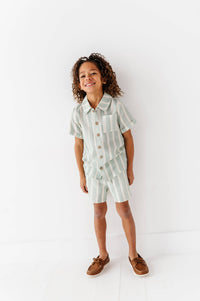 Mint Bay Stripes | BOYS LINEN SET - COMING SOON!