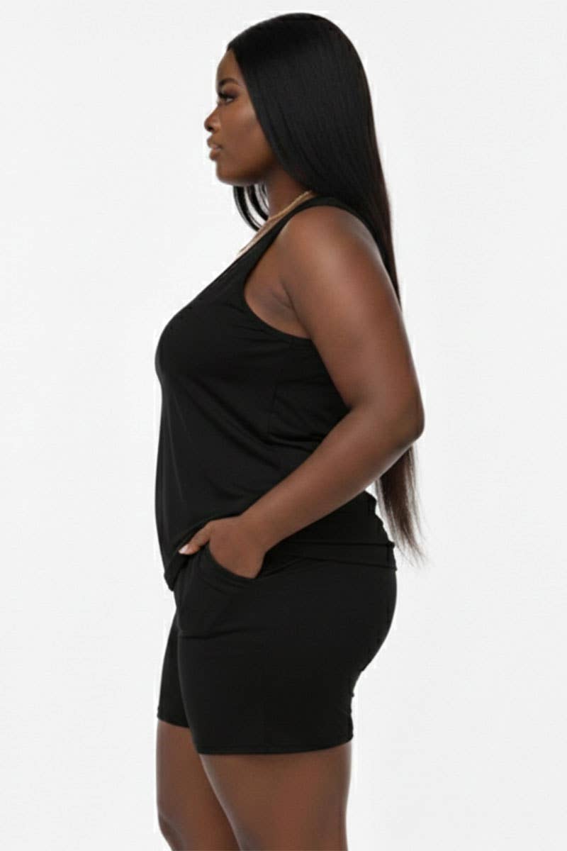 Comfy Tank Top & Shorts Set - Plus