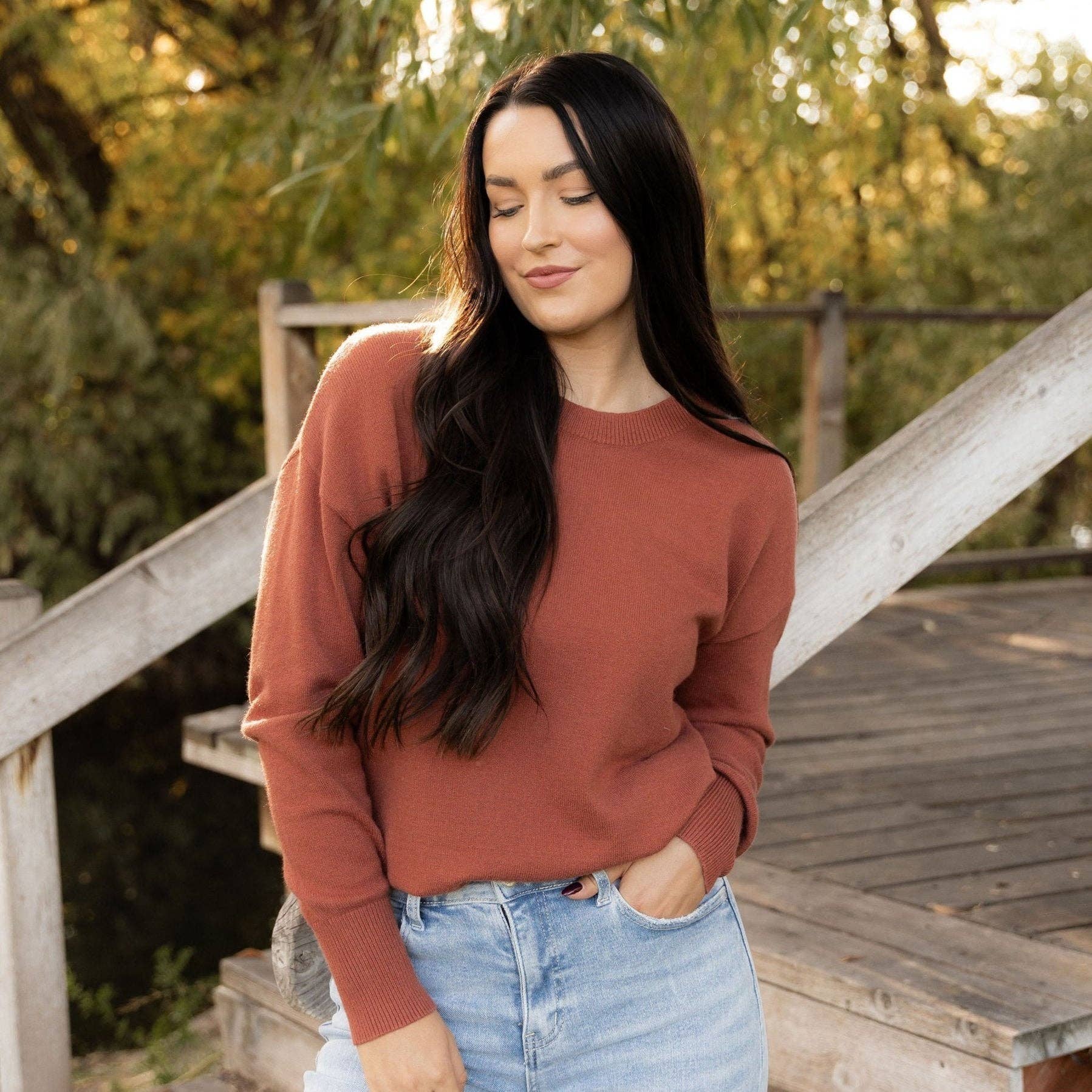Camilla Sweater - Light Rust Knit Pullover with Cozy Chic Style