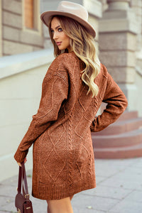 Cable Knit Drop Shoulder Loose Fit Sweater Fall Dress
