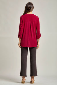 Signature Lizzy Top – Wrinkle-Free Travel Blouse with Mandarin Collar