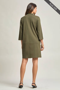 PLUS SIZE Magic Ponte A-Line Dress with Mandarin Collar – Work-Appropriate & Everyday Chic