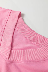V Neck Tee Texture Patchwork Drawstring Pant Set