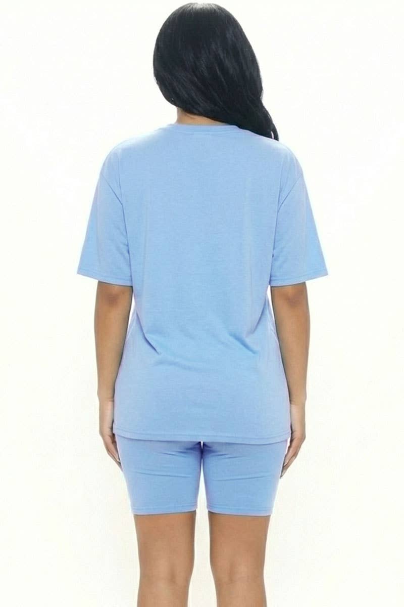 Oversized Top & High Waisted Biker Shorts Set