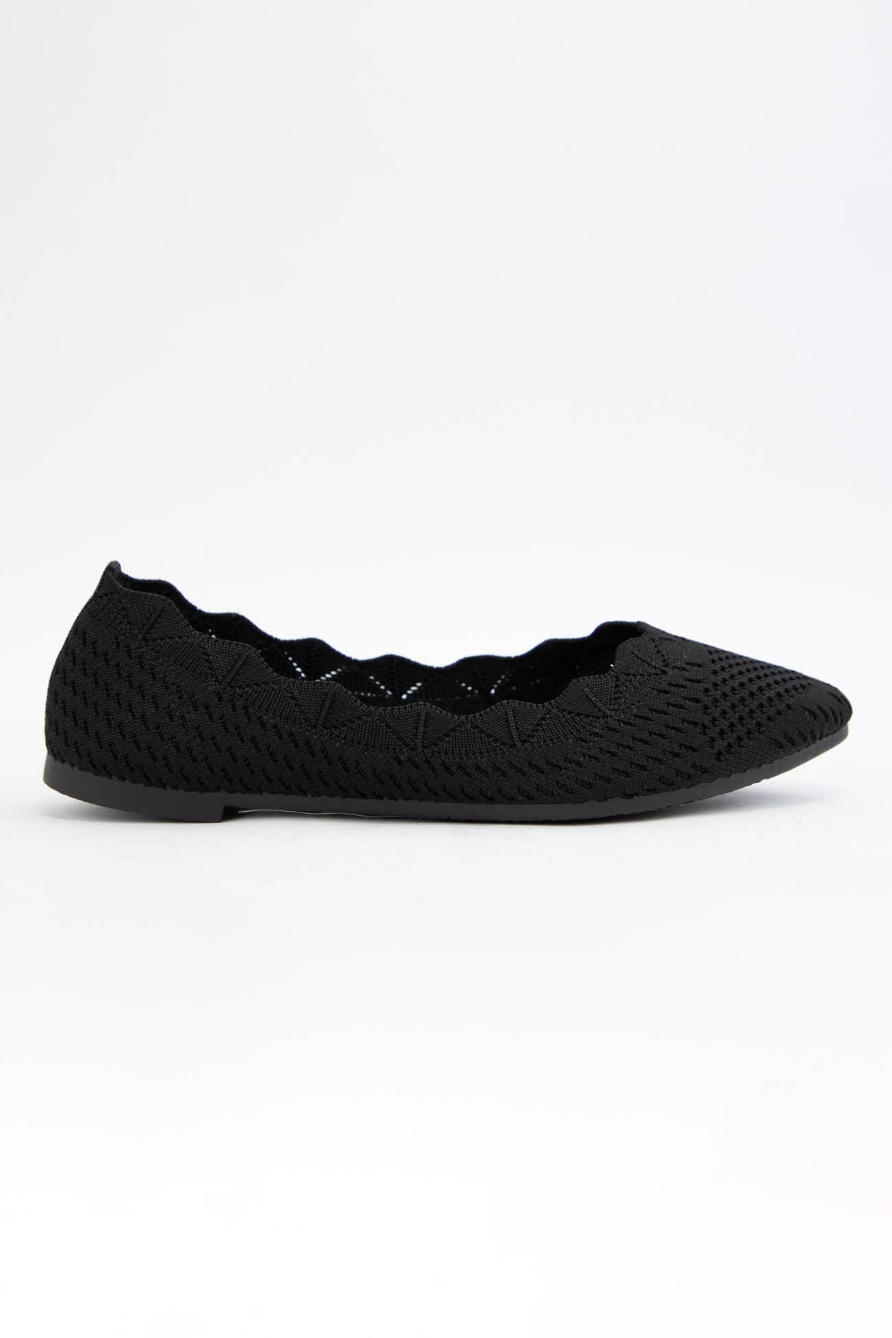 Kosta Scallop Edge Crochet Flats – Knitted Fabric Ballet Flats