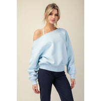 FRENCH TERRY FLEECE OFF SHOULDER TOP