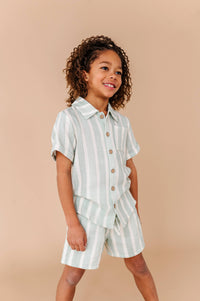 Mint Bay Stripes | BOYS LINEN SET - COMING SOON!