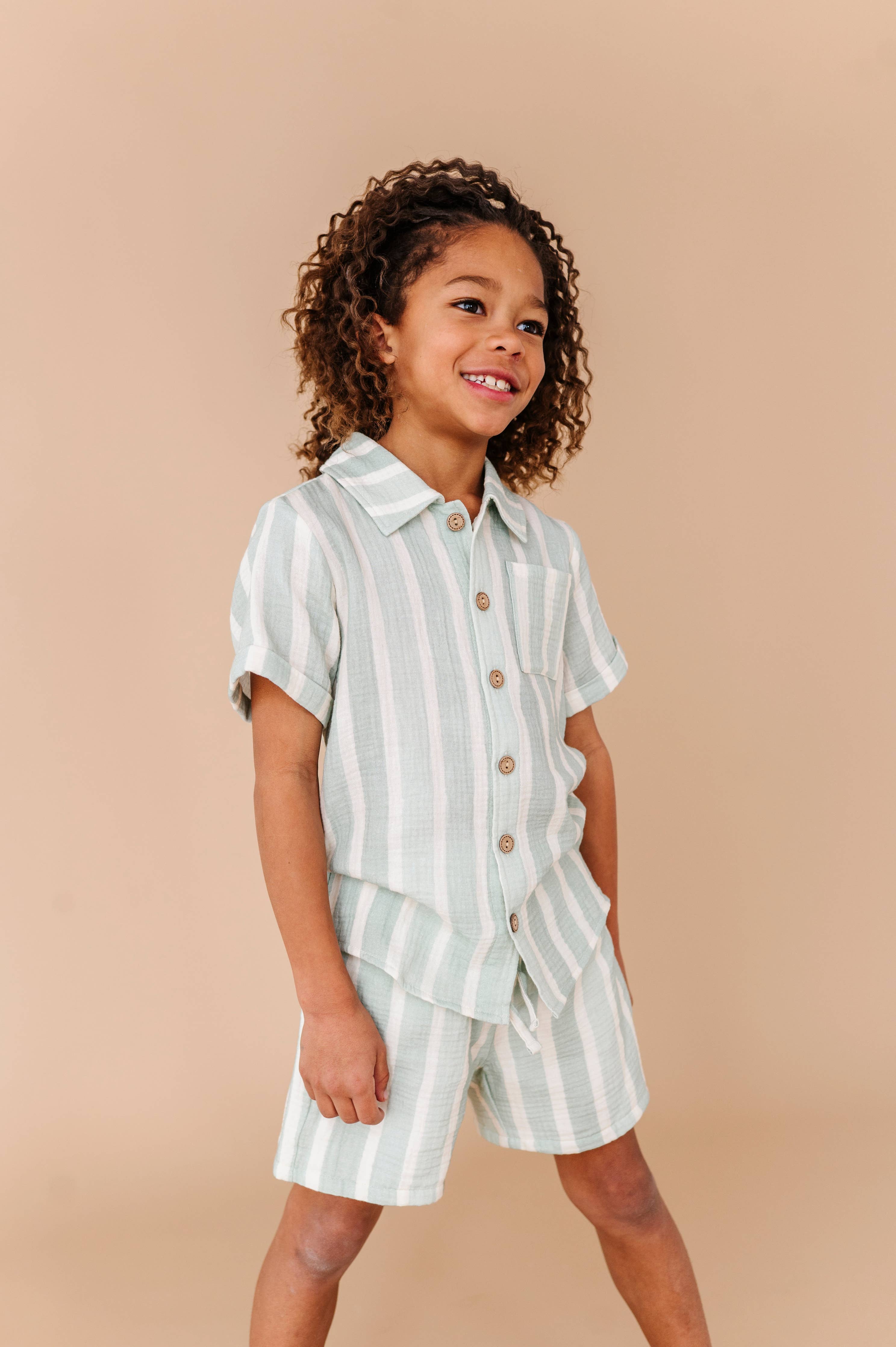 Mint Bay Stripes | BOYS LINEN SET - COMING SOON!