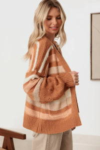 Striped Crochet Knit Cardigan