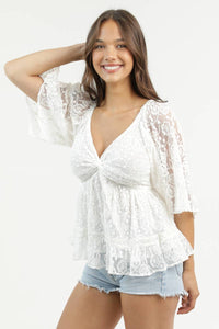 LACE TWIST FRONT BLOUSE