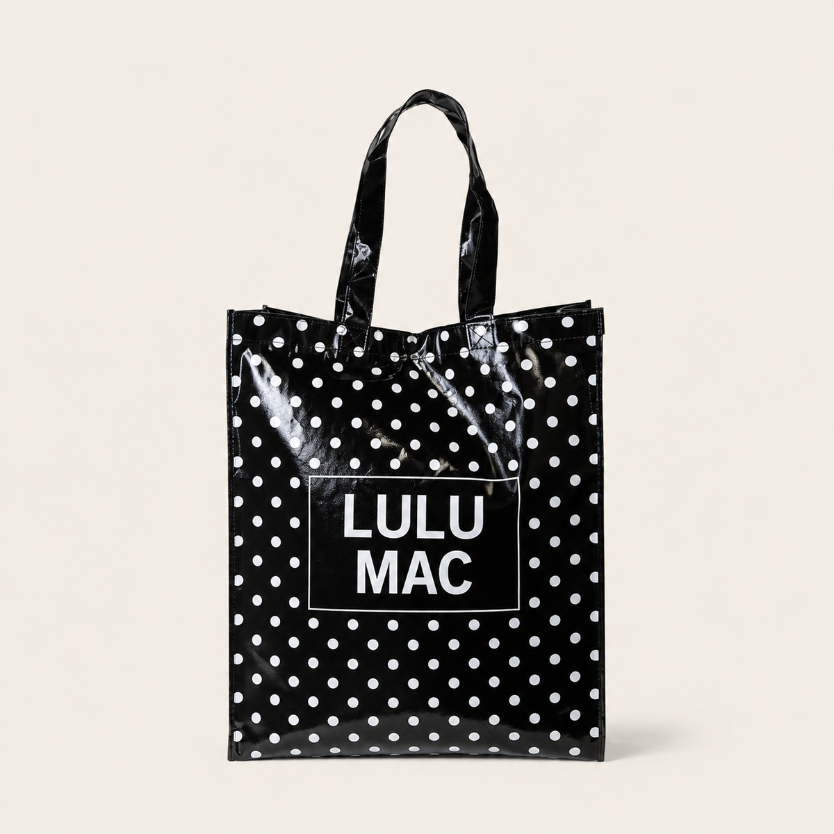Lulu Mac REUSABLE TOTE-BLACK WHITE DOTS