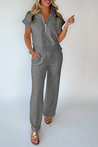 Half Zip Polo Tee and Casual Pant Lounge Set