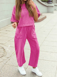 High Waist Pant and Short Sleeve Set