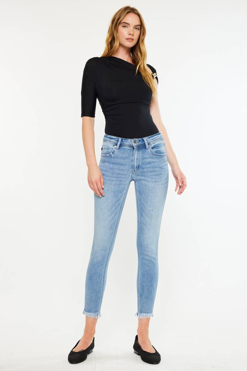 MID RISE RAW HEM ANKLE SKINNY