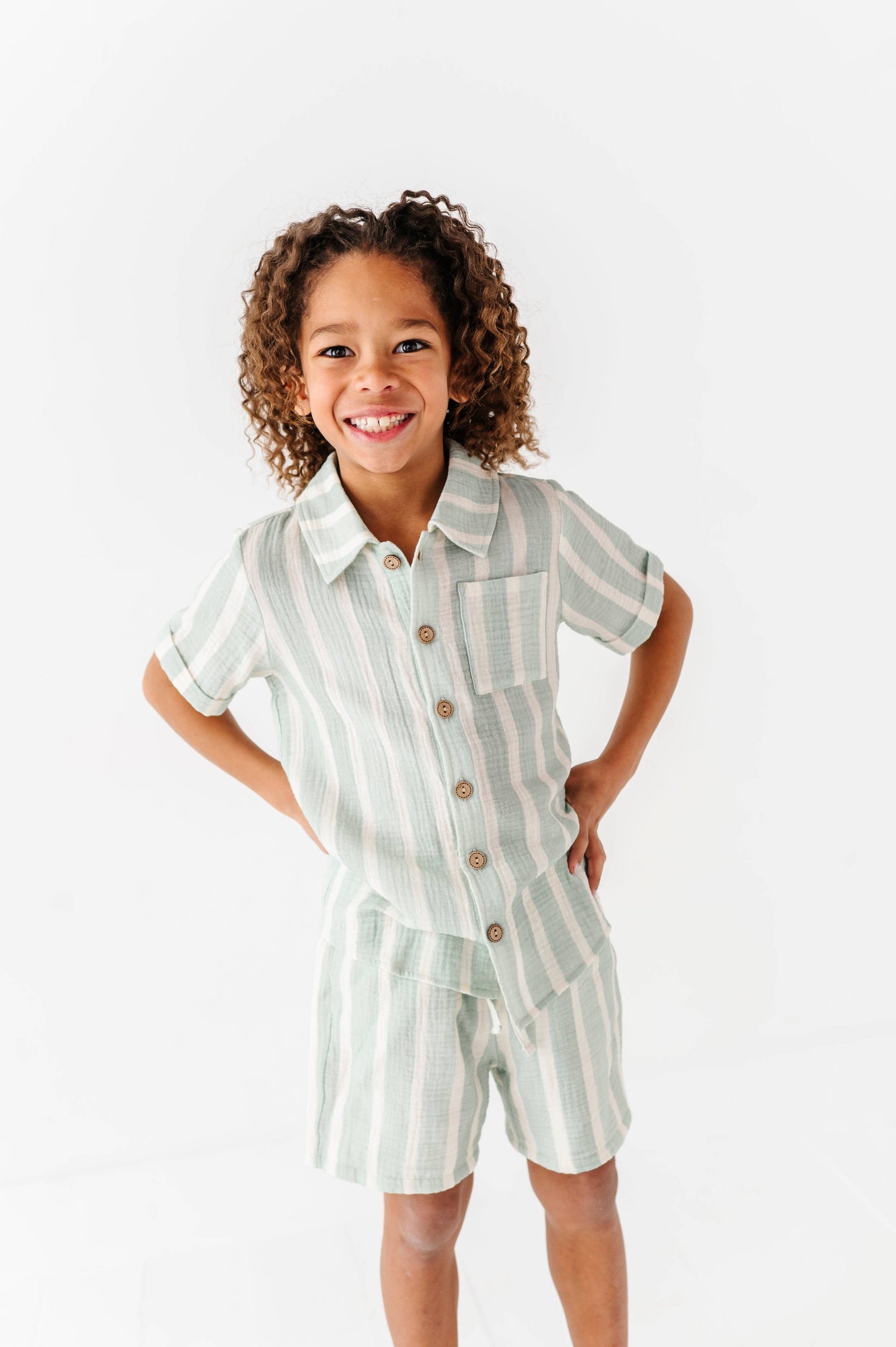 Mint Bay Stripes | BOYS LINEN SET - COMING SOON!
