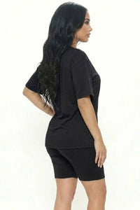 Oversized Top & High Waisted Biker Shorts Set