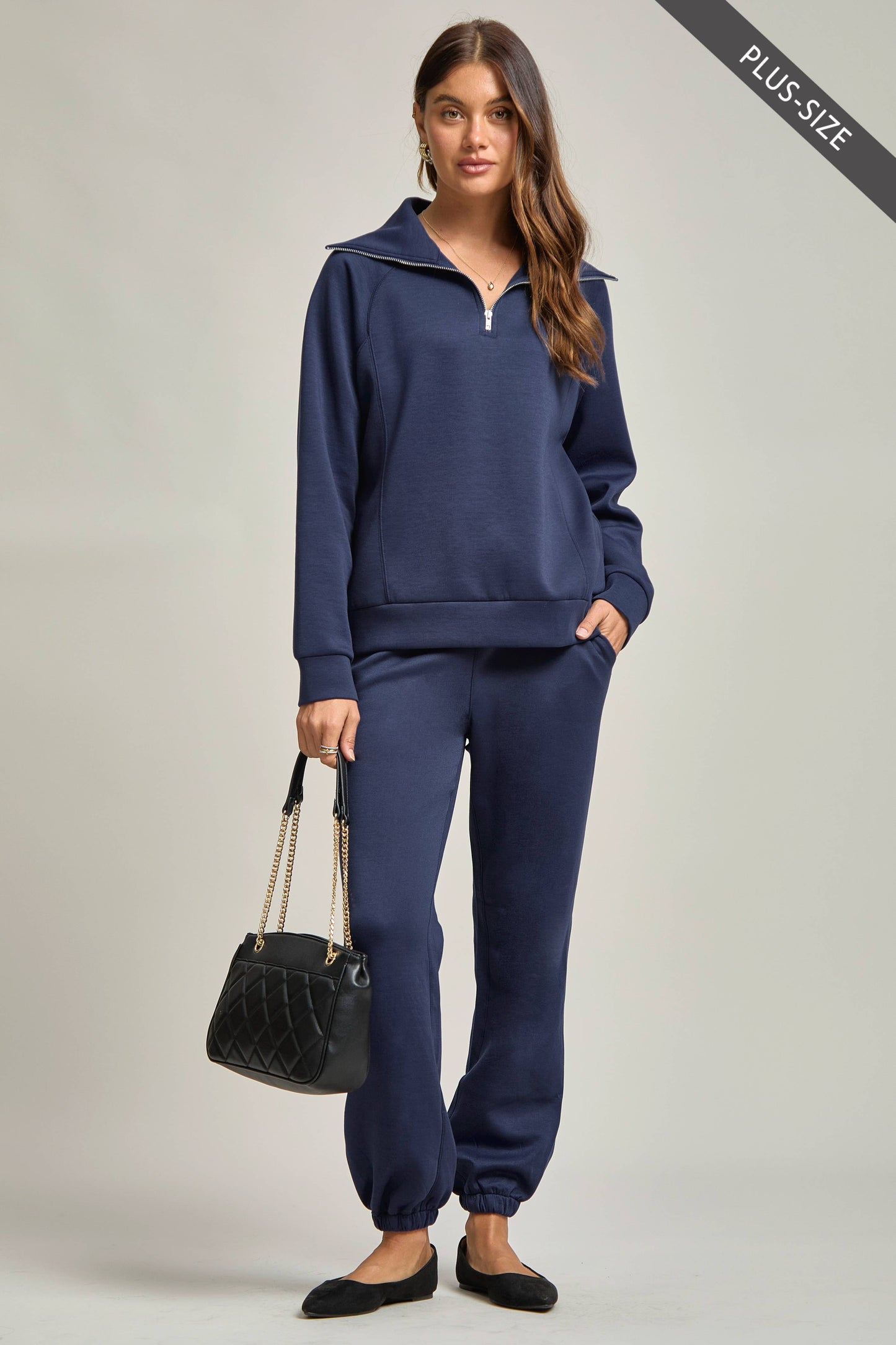 Quarter Zip Pullover + Jogger Modal Travel Set - Plus Size