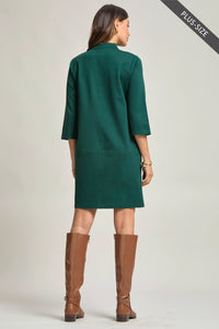 PLUS SIZE Magic Ponte A-Line Dress with Mandarin Collar – Work-Appropriate & Everyday Chic