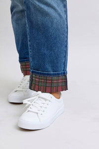 MR Plaid Print Cuff Boyfriend Jeans by Judy Blue – Plus Size