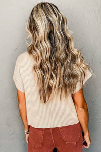 Ribbed Knit Short Sleeve Top with Pocket – Cozy & Stylish Everyday Wear