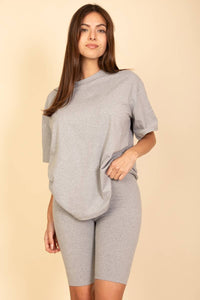 Oversized Top & High Waisted Biker Shorts Set